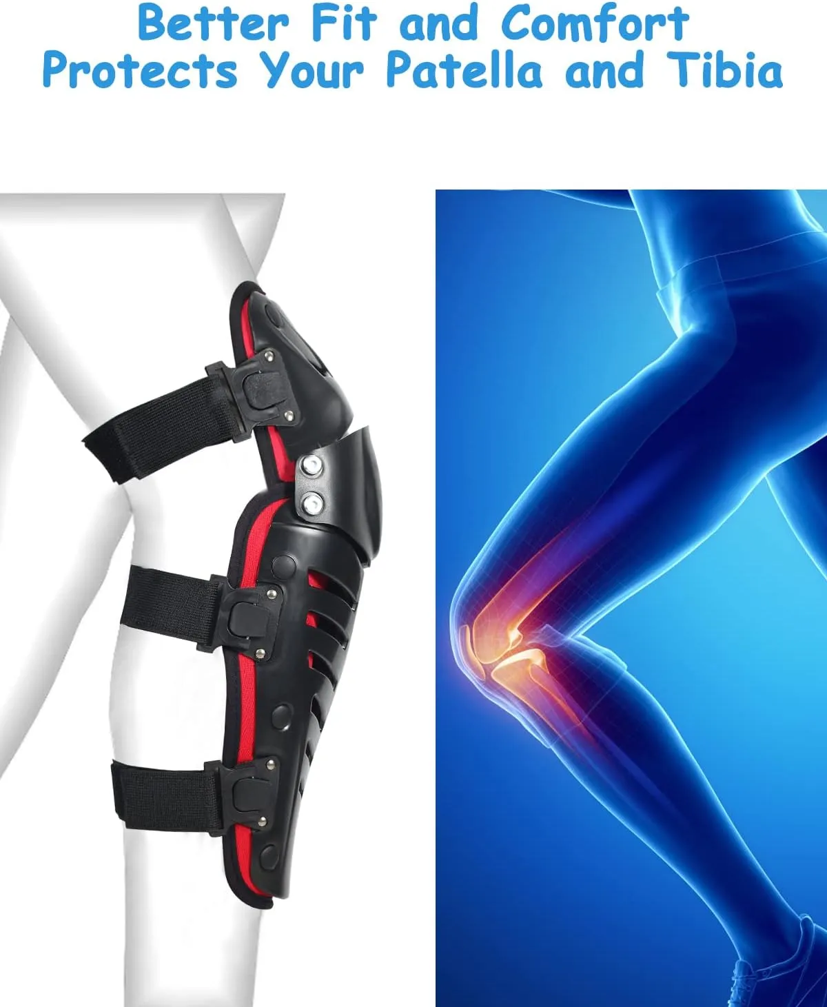Motorcycle Knee Shin Guards, Long Leg Protection Crash Proof Motorcycle Knee Protection Bendable Adjustable MTB Knee Pads for Men Motocross Gear