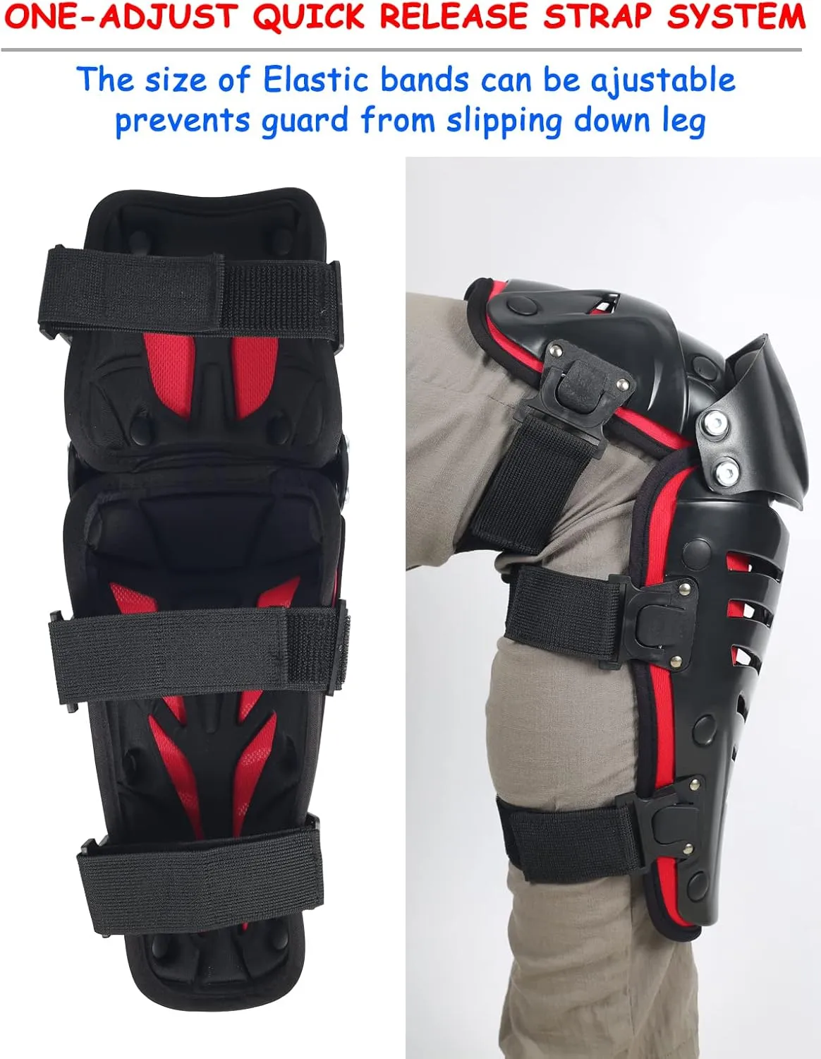Motorcycle Knee Shin Guards, Long Leg Protection Crash Proof Motorcycle Knee Protection Bendable Adjustable MTB Knee Pads for Men Motocross Gear