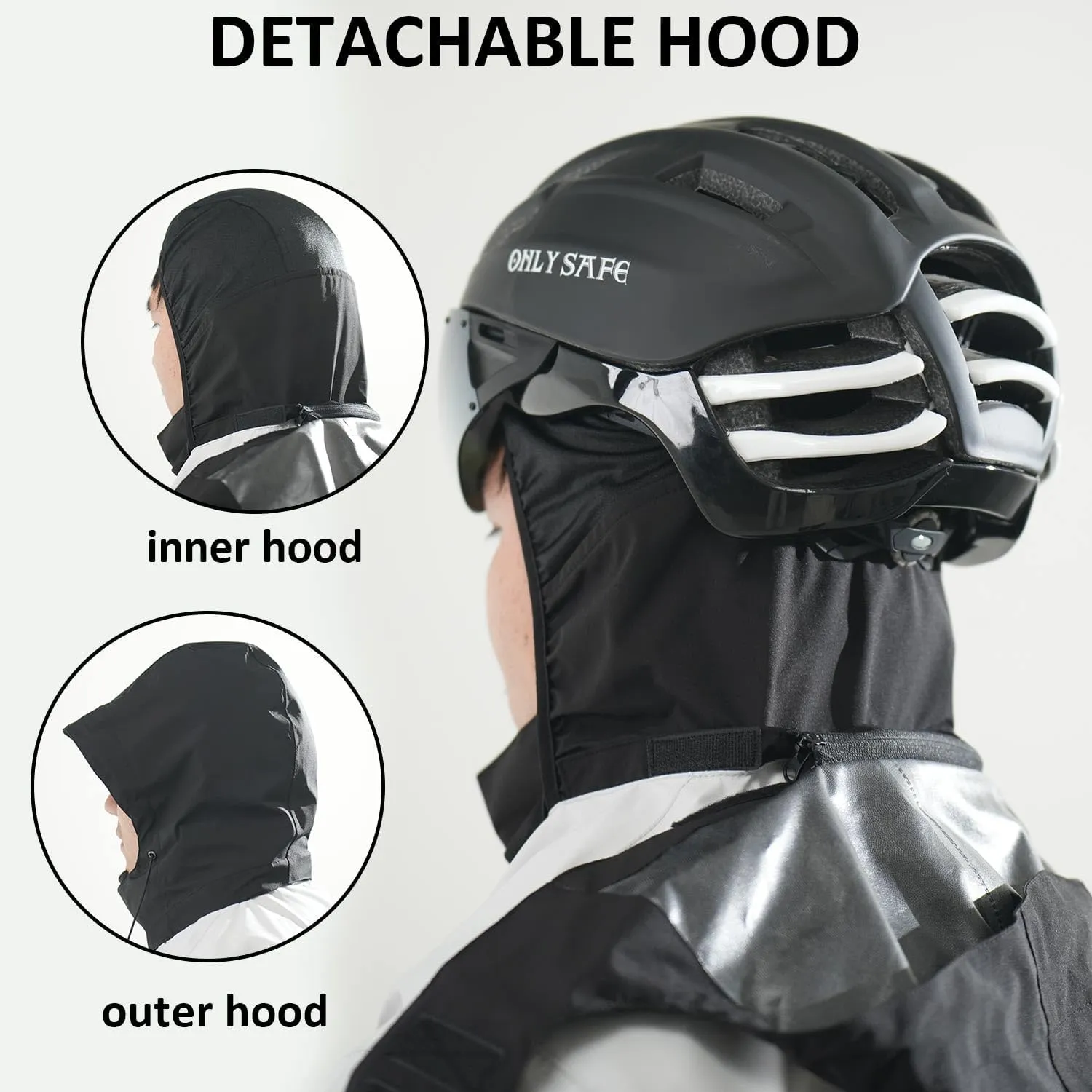 Motorcycle Men's Rain Suit for Men,Waterproof Breathable Lightweight Hooded Reflective Rain Gear for Cycling Fishing (Grey&Black, XX-Large)