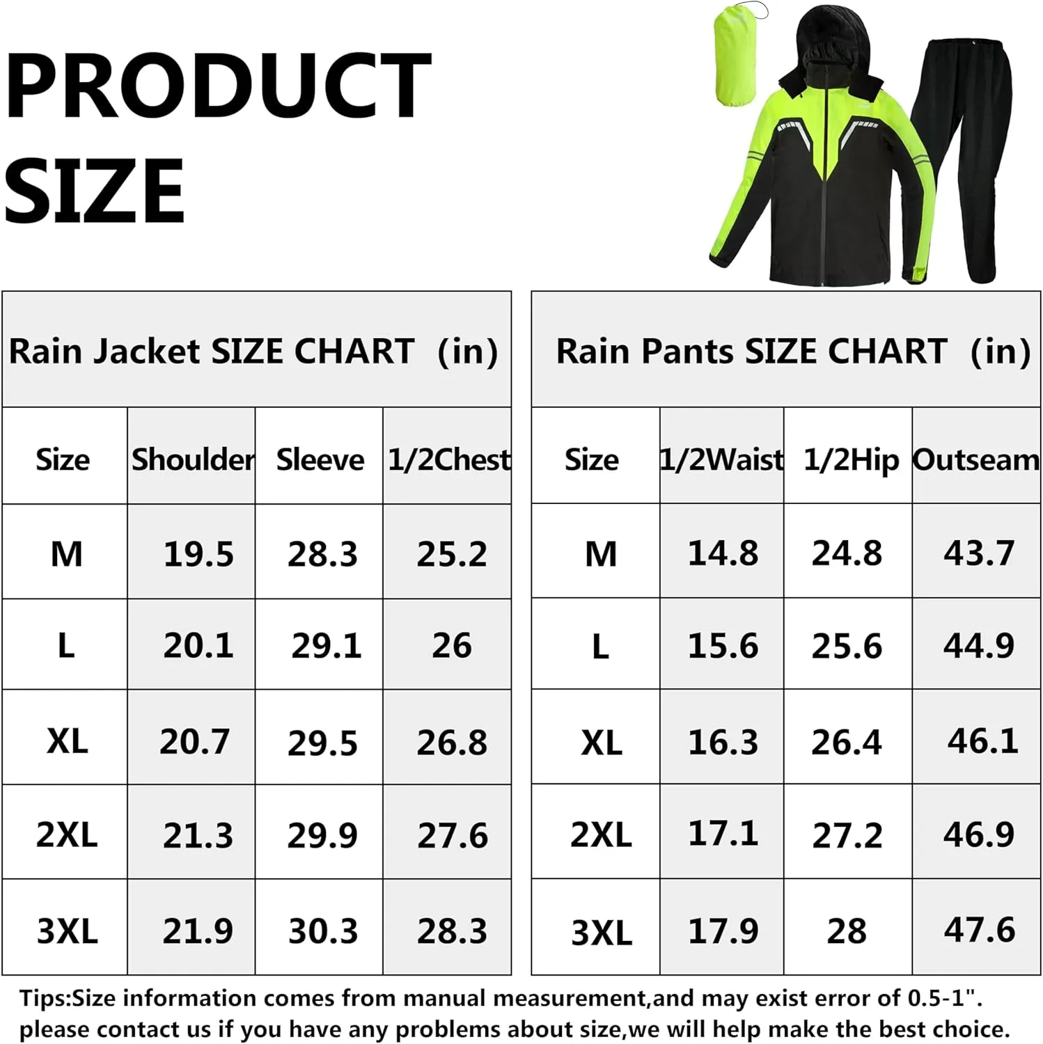 Motorcycle Men's Rain Suit for Men,Waterproof Breathable Lightweight Hooded Reflective Rain Gear for Cycling Fishing (Grey&Black, XX-Large)