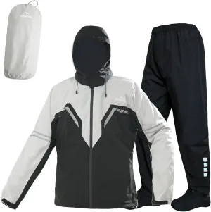 Motorcycle Men's Rain Suit for Men,Waterproof Breathable Lightweight Hooded Reflective Rain Gear for Cycling Fishing (Grey&Black, XX-Large)