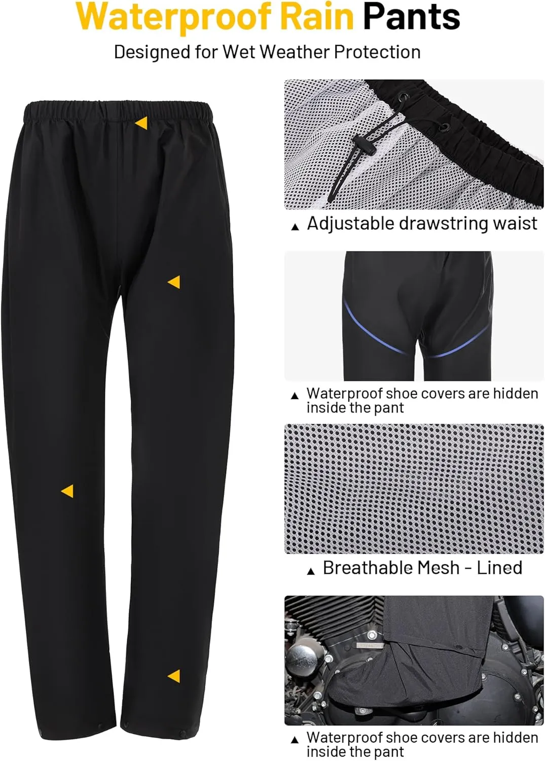 Motorcycle Rain Suit for Men & Women Waterproof Jacket & Pants, Motorcycle Fishing Riding Working Bike Hunting Camping