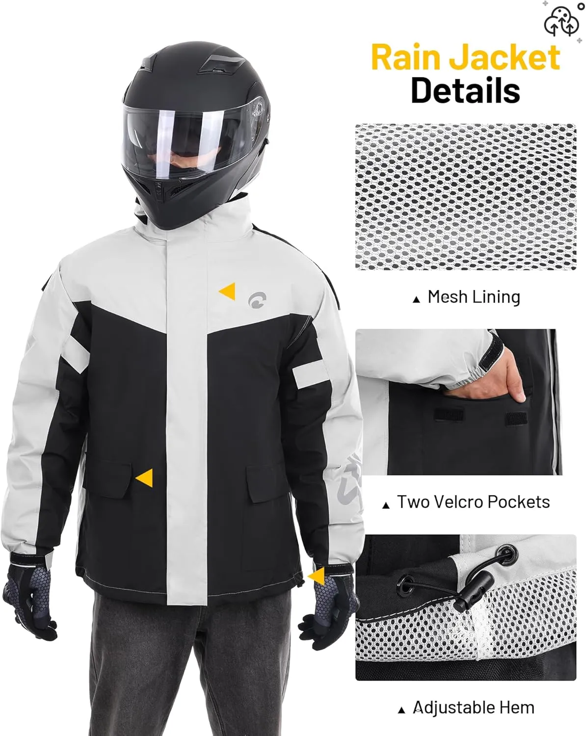 Motorcycle Rain Suit for Men & Women Waterproof Jacket & Pants, Motorcycle Fishing Riding Working Bike Hunting Camping