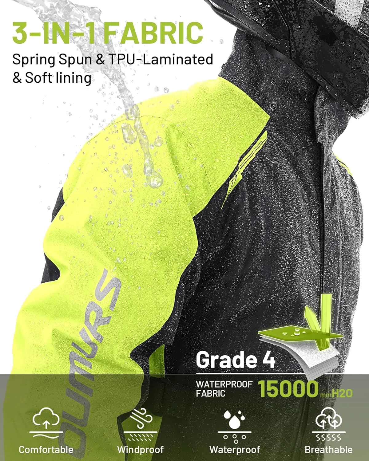 Motorcycle Rain Suit For Men & Women Waterproof Motorcycle Rain Gear Fishing Riding Golf Working Bike Hunting Camping Rain Coat, Lightweight Nylon Reflective Rain Jacket Rain Pants