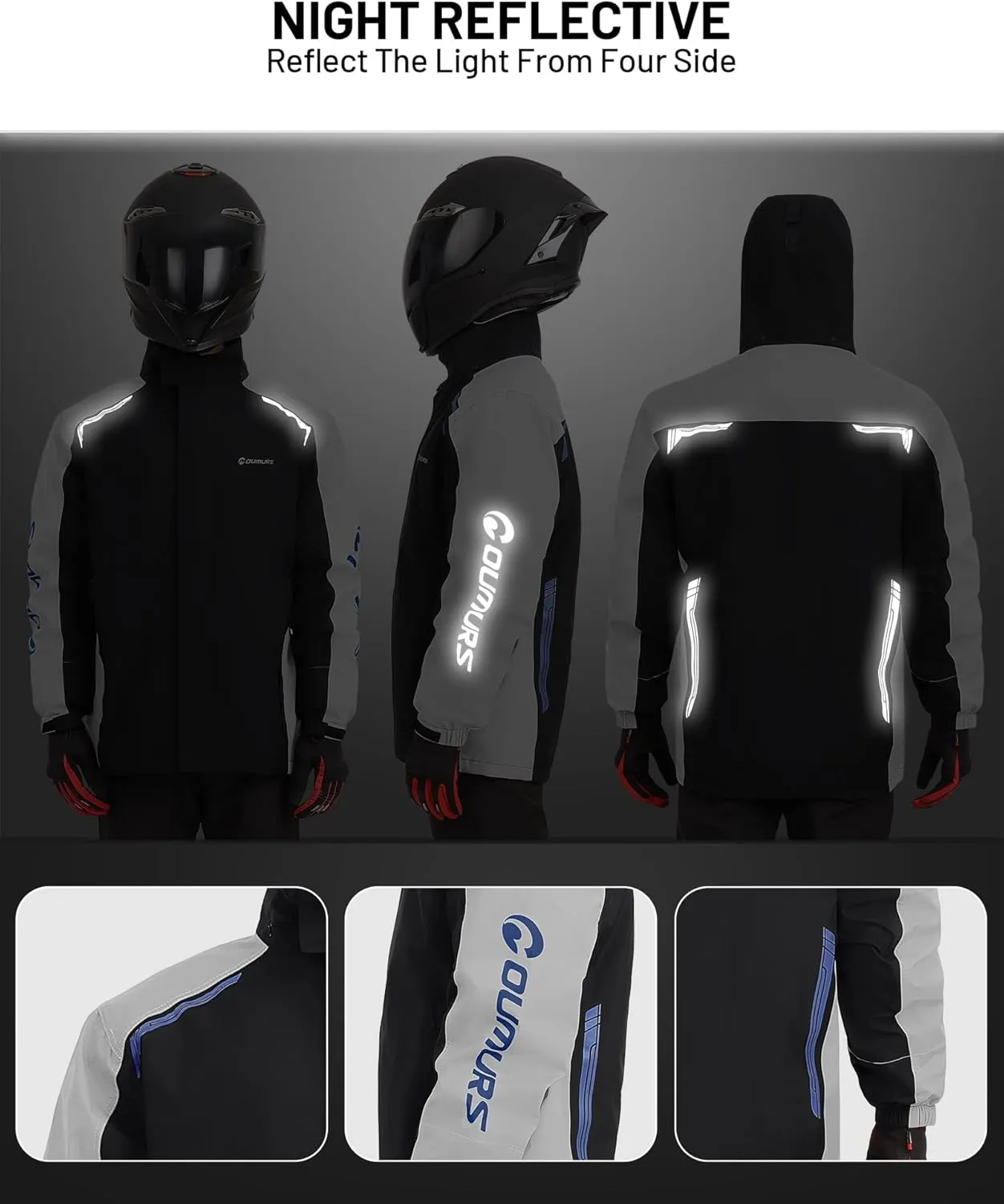 Motorcycle Rain Suit For Men & Women Waterproof Motorcycle Rain Gear Fishing Riding Golf Working Bike Hunting Camping Rain Coat, Lightweight Nylon Reflective Rain Jacket Rain Pants