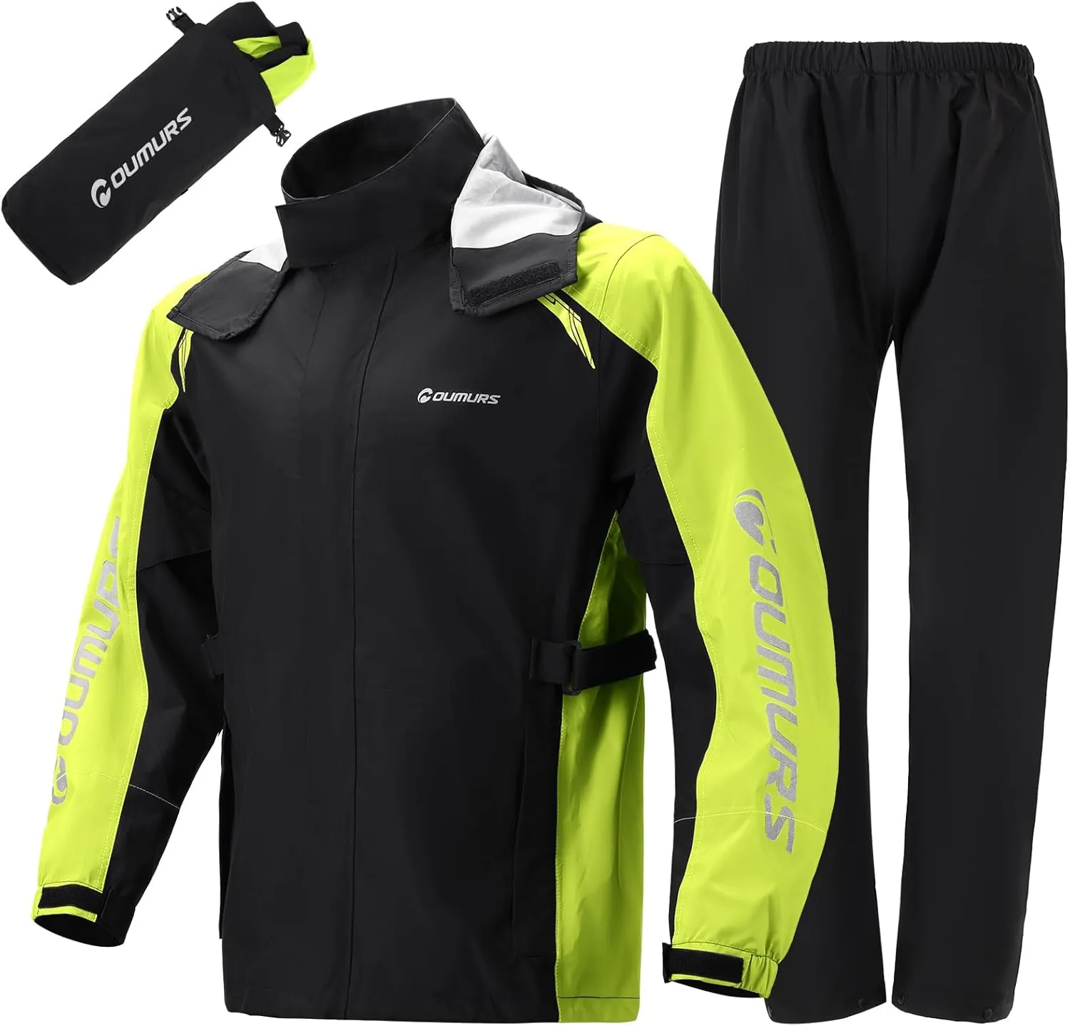 Motorcycle Rain Suit For Men & Women Waterproof Motorcycle Rain Gear Fishing Riding Golf Working Bike Hunting Camping Rain Coat, Lightweight Nylon Reflective Rain Jacket Rain Pants