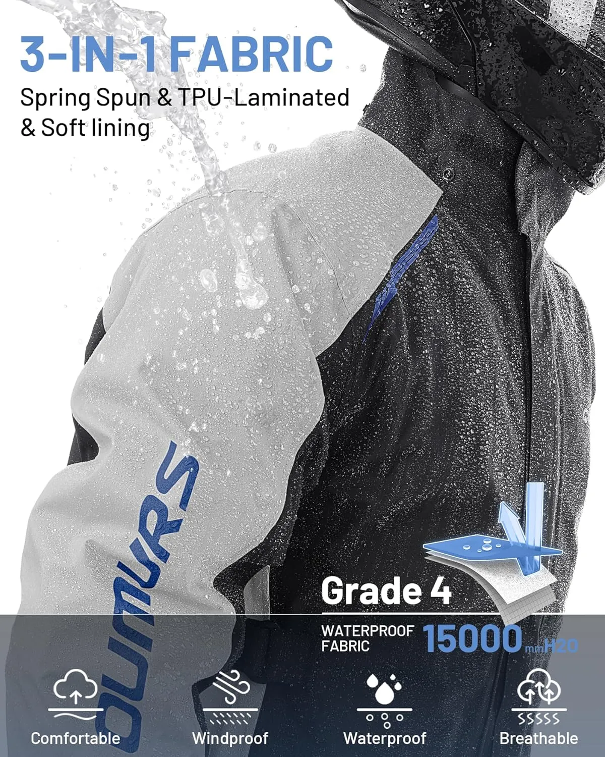Motorcycle Rain Suit For Men & Women Waterproof Motorcycle Rain Gear Fishing Riding Golf Working Bike Hunting Camping Rain Coat, Lightweight Nylon Reflective Rain Jacket Rain Pants
