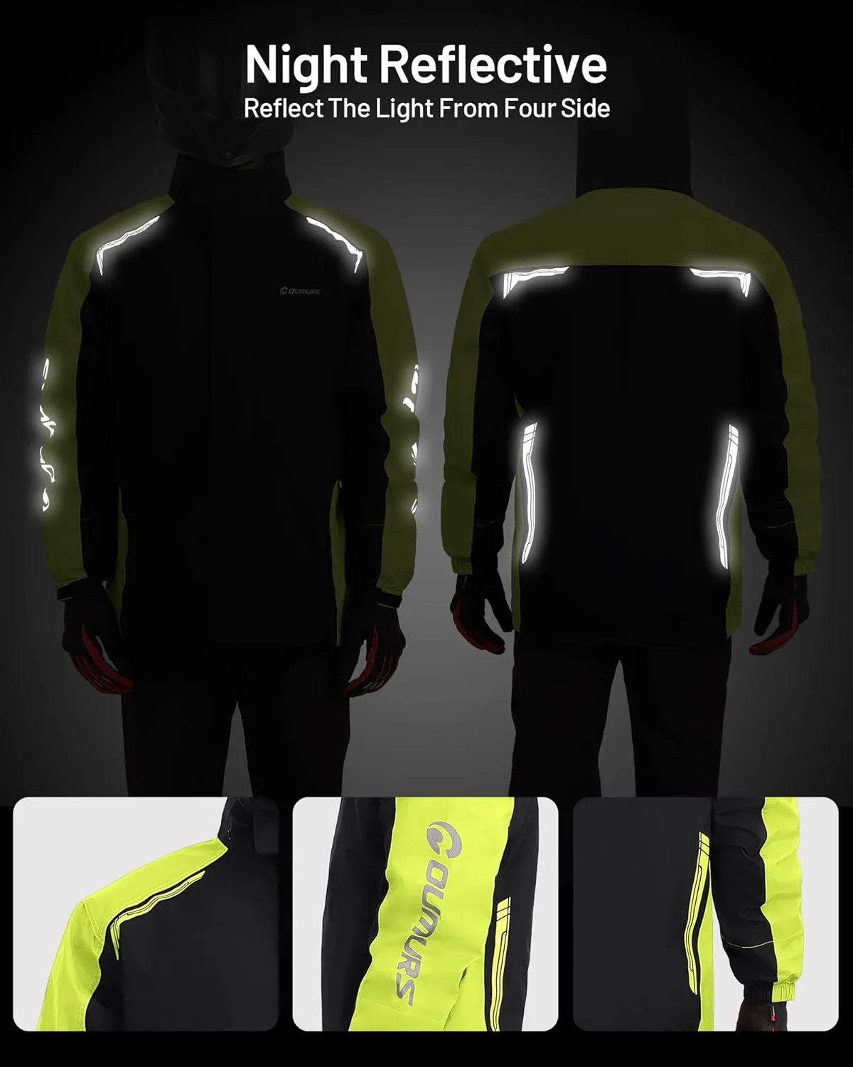Motorcycle Rain Suit For Men & Women Waterproof Motorcycle Rain Gear Fishing Riding Golf Working Bike Hunting Camping Rain Coat, Lightweight Nylon Reflective Rain Jacket Rain Pants