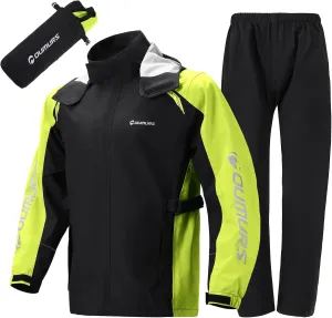 Motorcycle Rain Suit For Men & Women Waterproof Motorcycle Rain Gear Fishing Riding Golf Working Bike Hunting Camping Rain Coat, Lightweight Nylon Reflective Rain Jacket Rain Pants