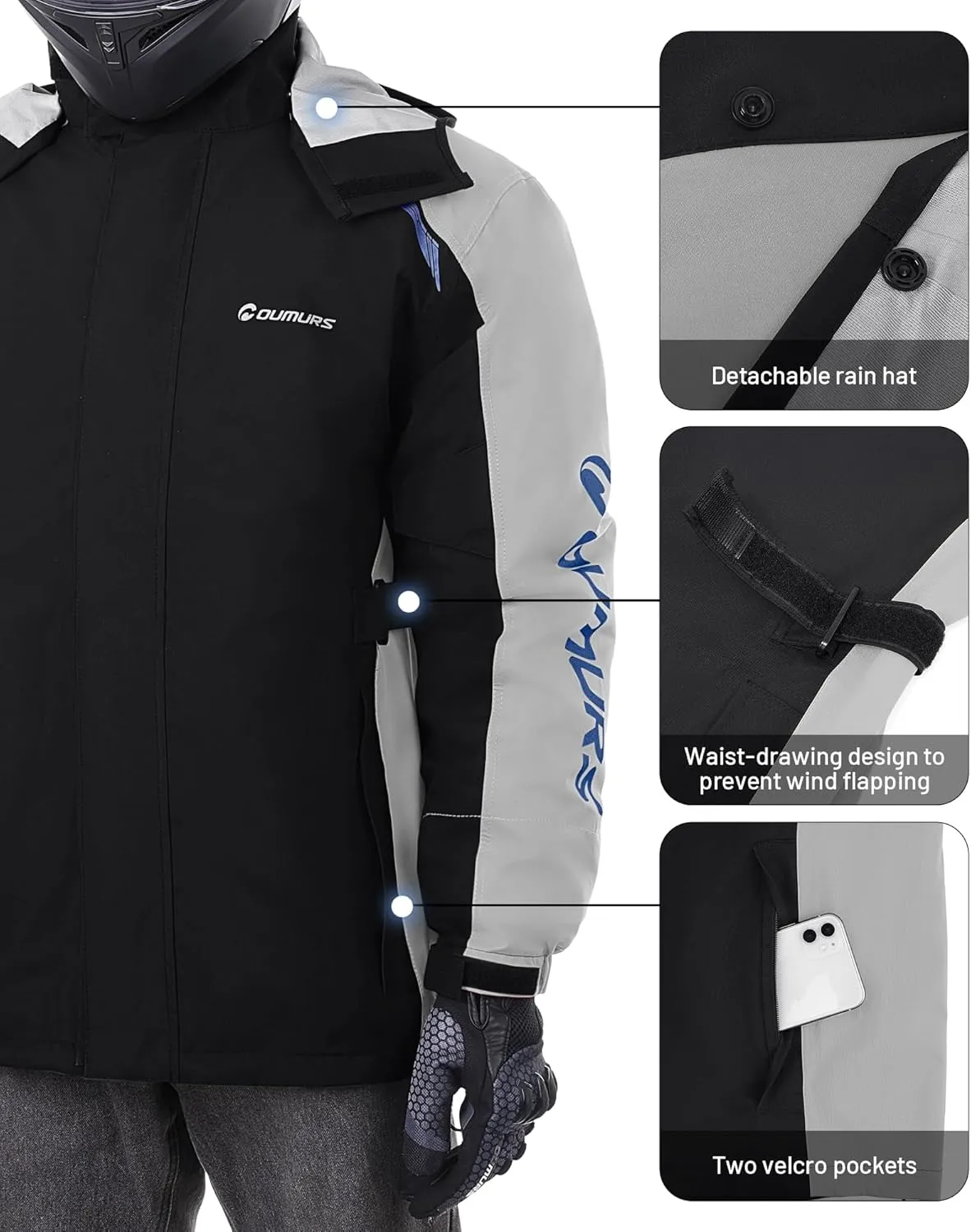 Motorcycle Rain Suit For Men & Women Waterproof Motorcycle Rain Gear Fishing Riding Golf Working Bike Hunting Camping Rain Coat, Lightweight Nylon Reflective Rain Jacket Rain Pants