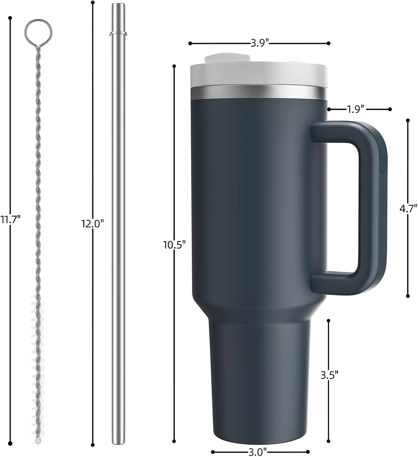 MURRICON 40 oz Tumbler with Handle and Straw,Reusable Vacuum Quencher Tumbler with Lid,Stainless Steel Insulated Travel Mug,for Coffee and Beverages(Storm Blue)