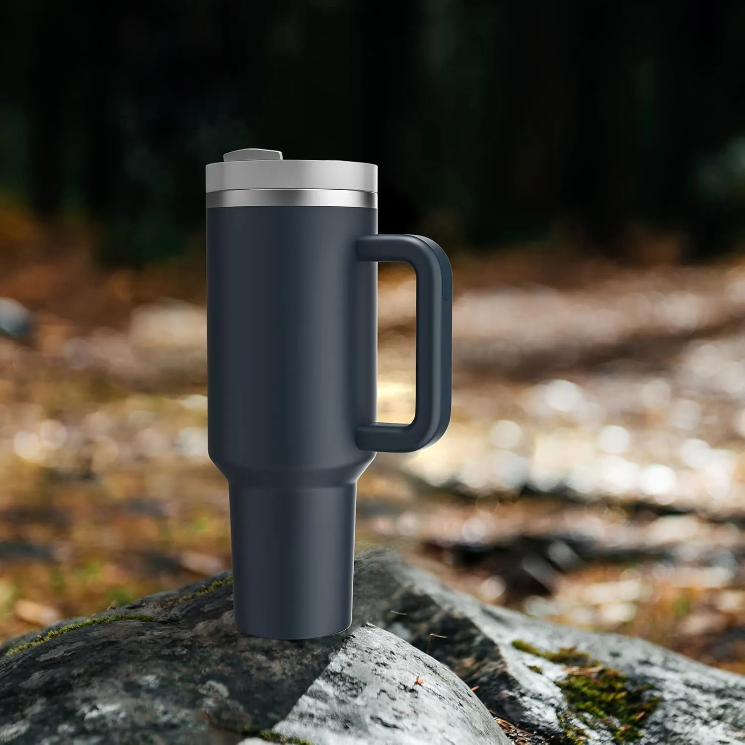 MURRICON 40 oz Tumbler with Handle and Straw,Reusable Vacuum Quencher Tumbler with Lid,Stainless Steel Insulated Travel Mug,for Coffee and Beverages(Storm Blue)