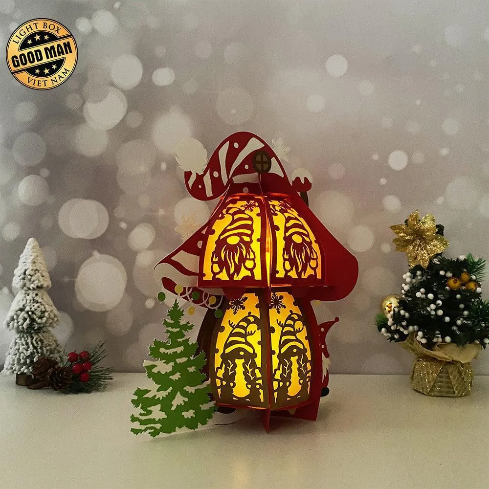 Mushroom Xmas - 3D Christmas Lantern File - Cricut File 3 - LightBoxGoodMan