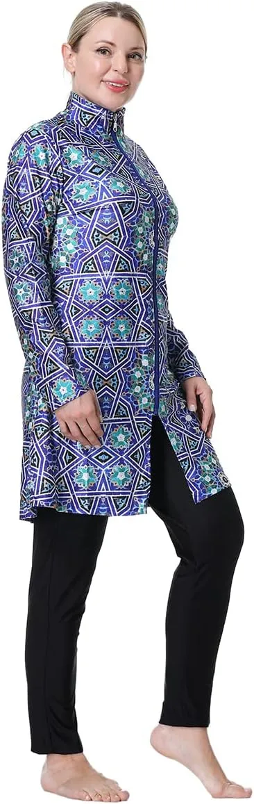 Muslim Swimsuit for Women Plus Size Burkini Modest Islamic Swimwear Full Cover Hijab Top Pants Fat Bathing Suit