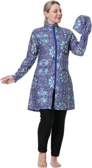 Muslim Swimsuit for Women Plus Size Burkini Modest Islamic Swimwear Full Cover Hijab Top Pants Fat Bathing Suit