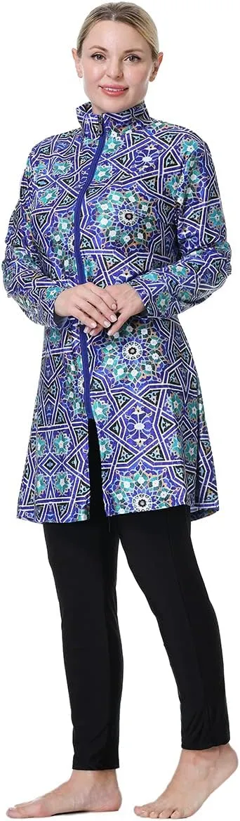 Muslim Swimsuit for Women Plus Size Burkini Modest Islamic Swimwear Full Cover Hijab Top Pants Fat Bathing Suit