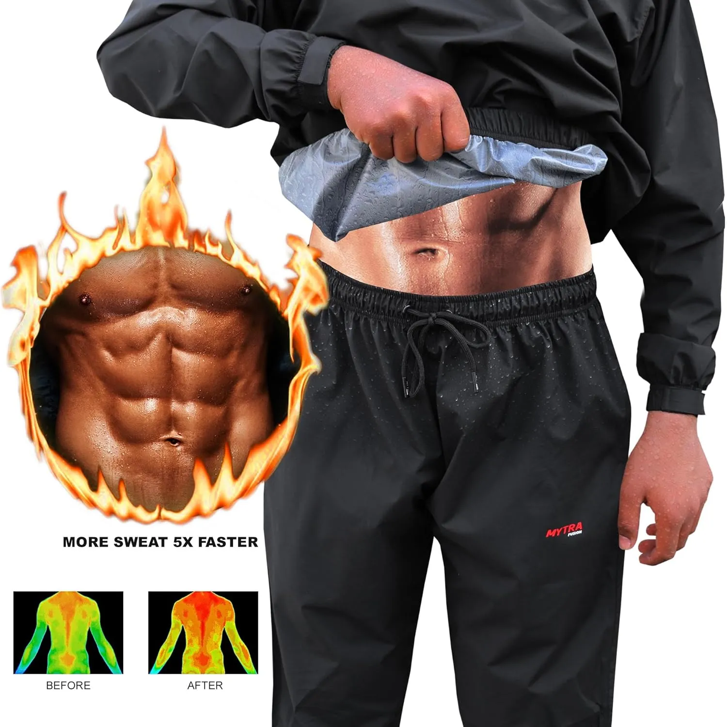 Mytra Fusion Sweat Suit for Men & Women 100% Waterproof and Windproof Suit for Weight Loss for Exercise, MMA and Gym Training