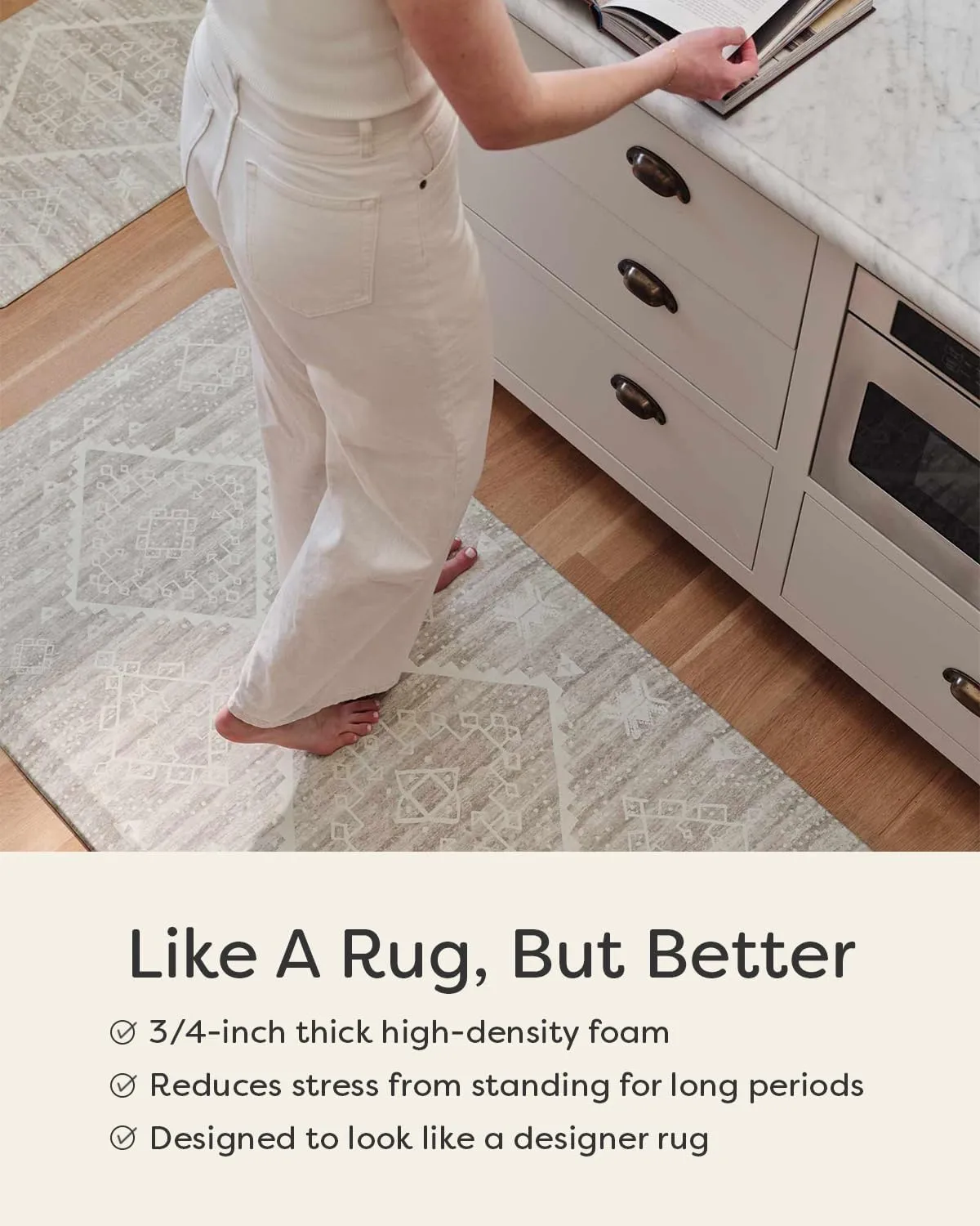 Nama Standing Mat – Anti-Fatigue Cushioned Kitchen Mats for Floor | Ergonomic Bounce-Back Foam Kitchen Mats | Anti-Fatigue Mats for Kitchen & Standing | Fawn Brown | 22" x 54"