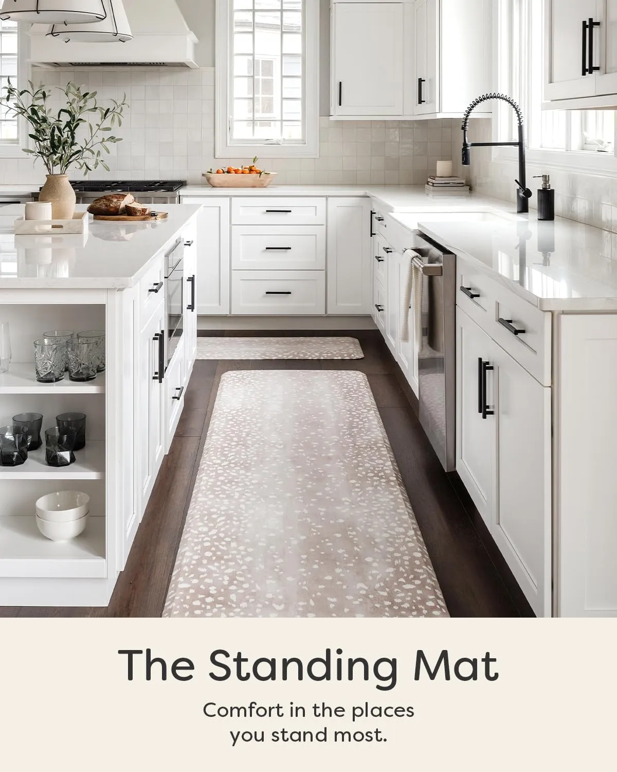 Nama Standing Mat – Anti-Fatigue Cushioned Kitchen Mats for Floor | Ergonomic Bounce-Back Foam Kitchen Mats | Anti-Fatigue Mats for Kitchen & Standing | Fawn Brown | 22" x 54"