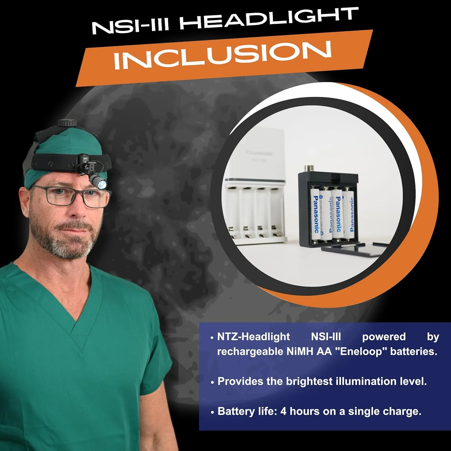 NEITZ LED Surgical Adjustable Head Light loupe Illuminator Lamp for Dental Medical Binocular Loupe for Doctors, Surgeons, and Dentists Glass Headlights with Frame/NTZ-Headlight NSI III (Light Only)
