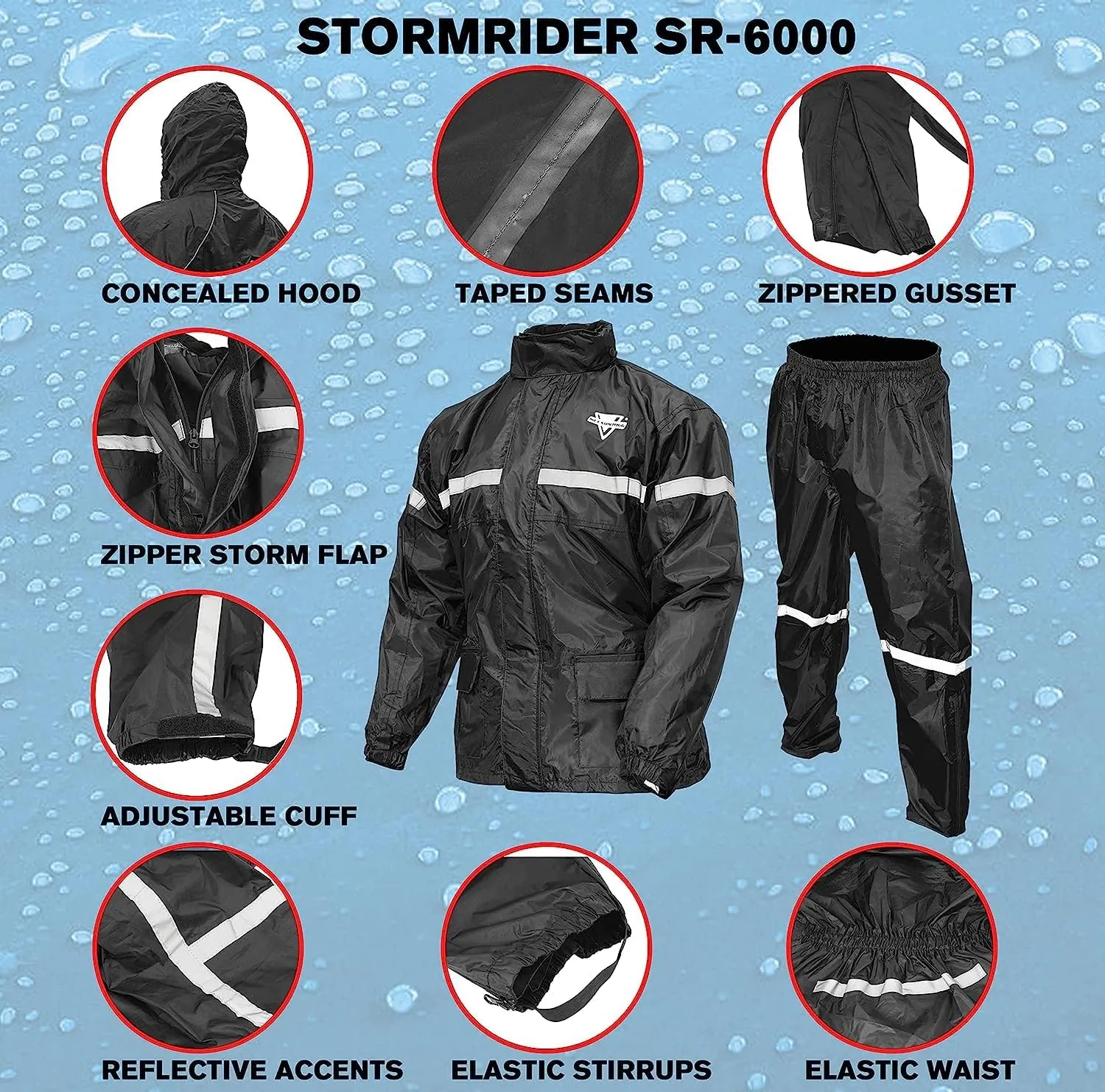 Nelson Rigg Stormrider Rain Suit; 100% Waterproof, Pants and Jacket Included with Reflective Striping (Hi-Vis Yellow/Black, 3X-Large)