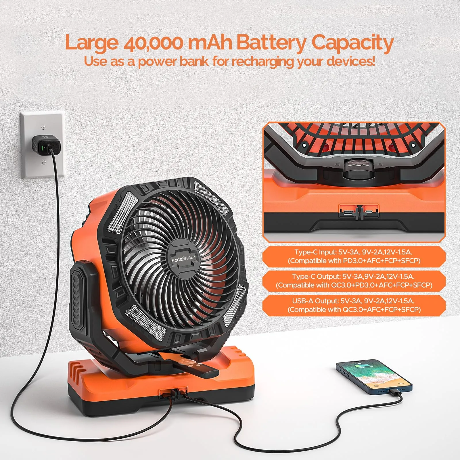 NEW!  PortaBreeze D13 Rechargeable Camping Fan