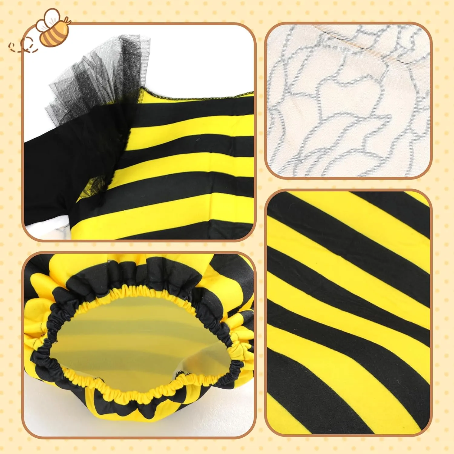 nezababycos Kids Bumble Bee Costume Wings Halloween Insect Bug Cute Animal Outfit for Toddler Girls Boys Fancy Dress Up
