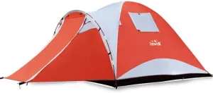 NIEH Tourist Tents 4 Person Outdoor Camping Double Layer One Hall one Bedroom 3 Seasons Hiking Camping Family Tent, Red