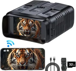 Night Vision Goggles, 4K Binoculars with Camera, 3'' Hd Screen, 10X Digital Zoom, Photo Albums Can Be Viewed Through Night Vision Goggles or Mobile Phone App for Hunting, Camping, Travel