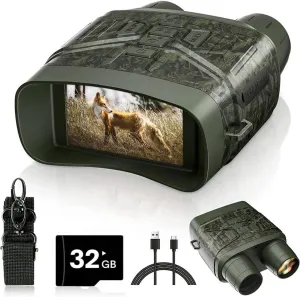 Night Vision Goggles, 4K Infrared Night Vision Binoculars with 3'' Large Screen & 4000mAh Battery, 5X Digital Zoom, 32GB TF Card for Camping & Security