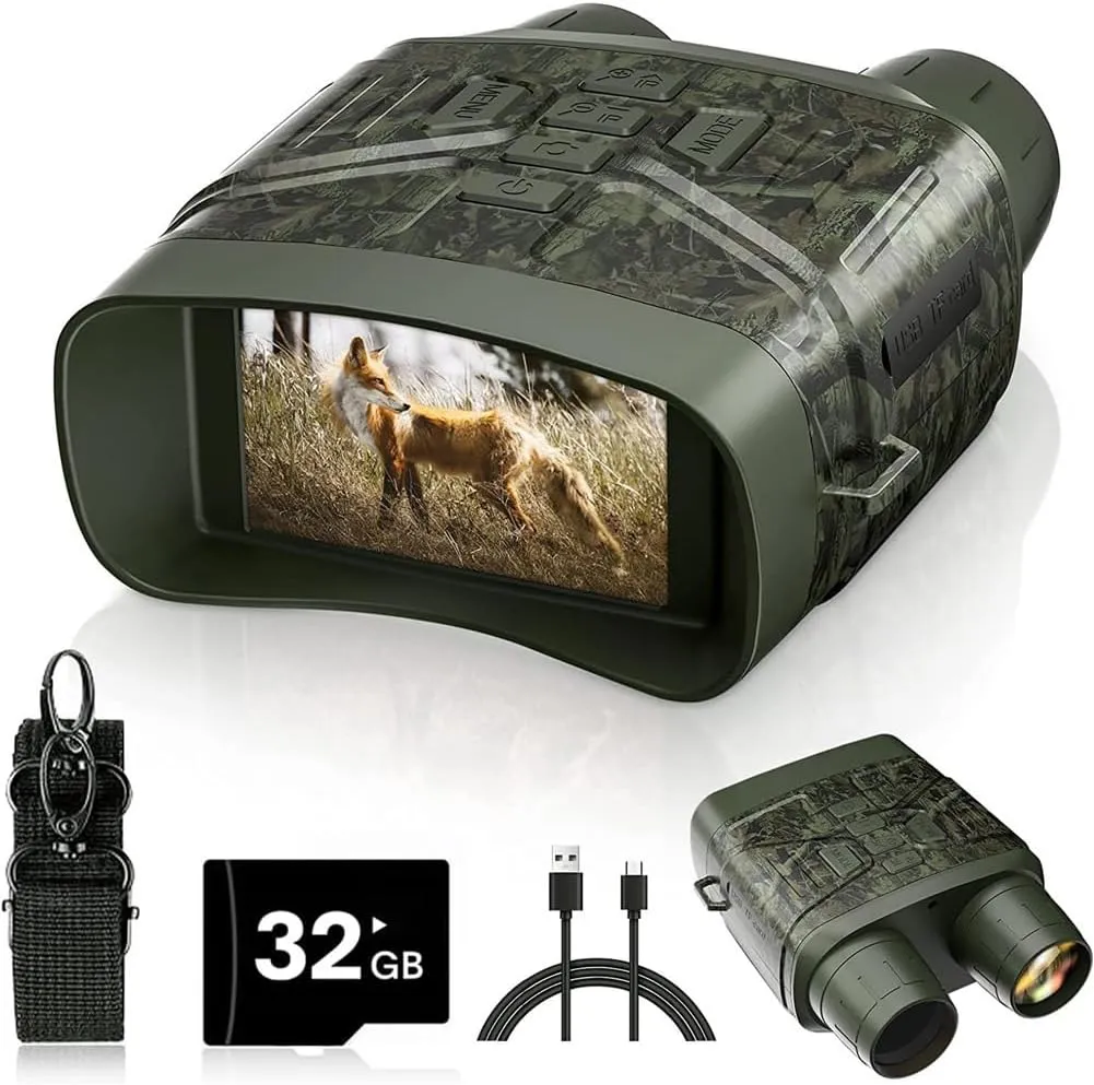 Night Vision Goggles, 4K Infrared Night Vision Binoculars with 3'' Large Screen & 4000mAh Battery, 5X Digital Zoom, 32GB TF Card for Camping & Security