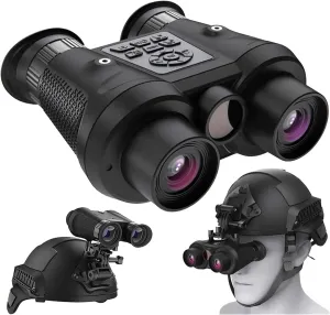 Night Vision Goggles Head Mounted, 3D VR Digital Infrared Night Vision Binoculars with Head Strap and Mount, 6X Digital Zoom and FOV 40°, Save 3D Photos & Videos