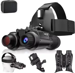 Night Vision Goggles Head Mounted, 4K Digital Infrared Night Vision Binoculars with Head Strap and 32GB Memory Card, 7 Gear Infrared, 8X Digital Zoom,1312FT
