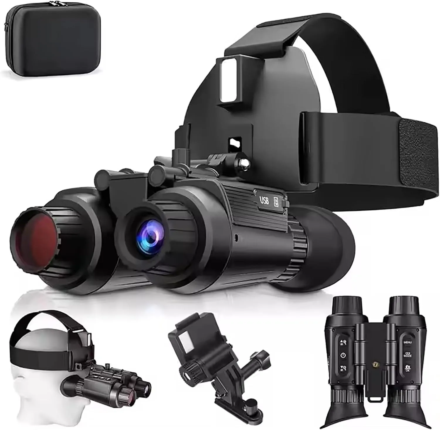Night Vision Goggles Head Mounted, 4K Digital Infrared Night Vision Binoculars with Head Strap and 32GB Memory Card, 7 Gear Infrared, 8X Digital Zoom,1312FT