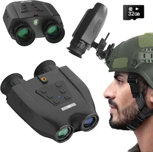 Night Vision Goggles - Head Mounted, 4K Night Vision Binoculars for Adults with 32GB Memory Card - 8X Digital Zoom for Camping, Travel, Surveillance
