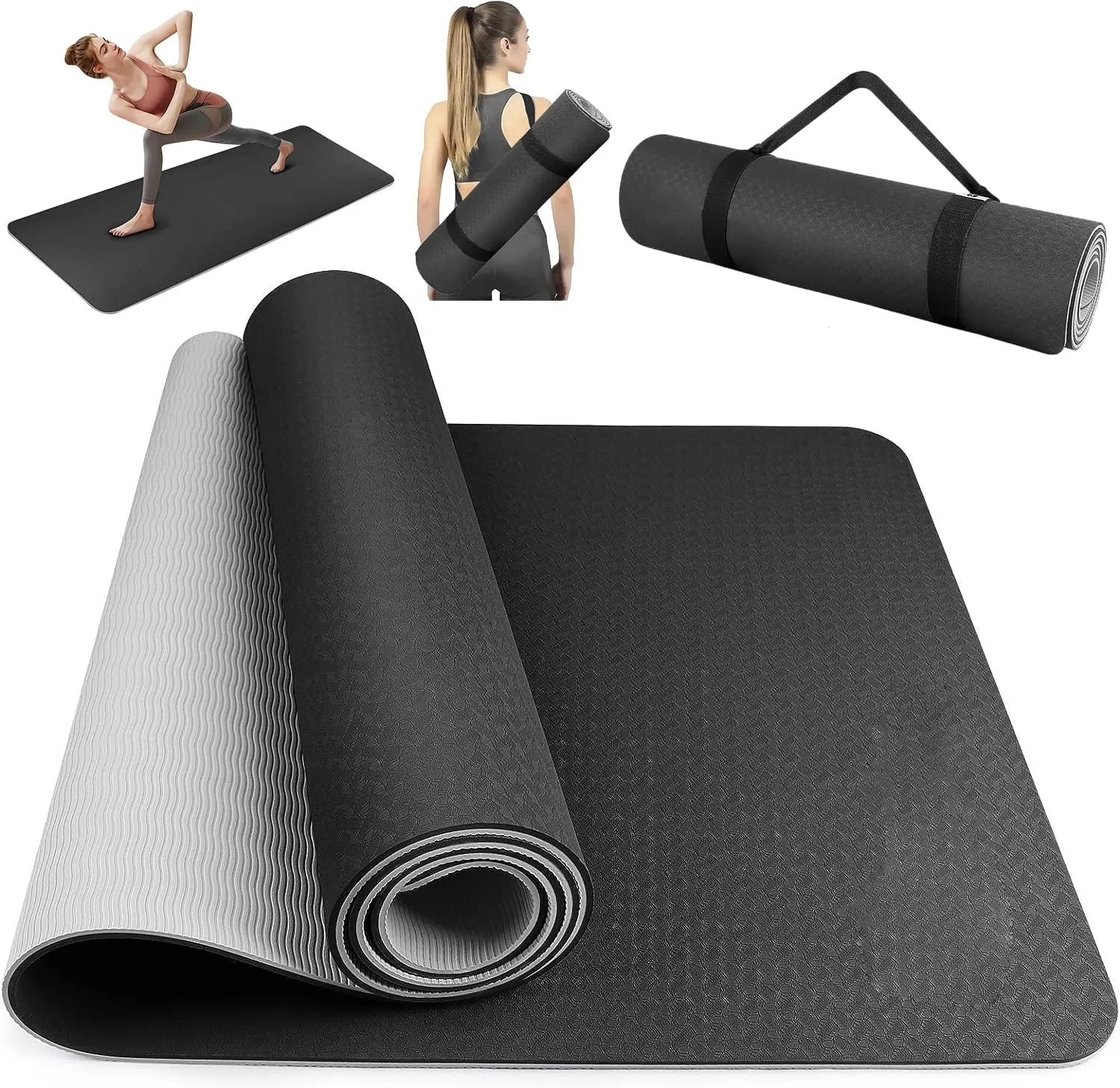 Non-Slip Yoga Mat, Yoga Mat with Premium TPE Eco-Friendly Material 72'' x 24'' High Performance Grip, Exercise Mat Yoga Pilates Rehabilitation Gym Thickness 6 mm