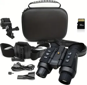 Nv8300 Head-Mounted Night Vision Goggles, 4K Digital Infrared NVG Night Vision Binoculars for Adults with Head Strap and 32GB Memory Card, 7 Gear Infrared, 8X Digital Zoom for Hunting