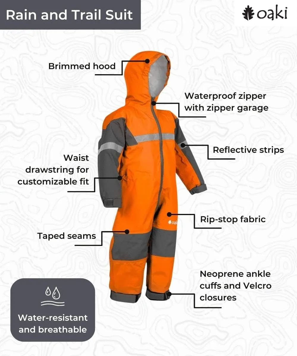OAKI Rain and Trail Suit - The Ultimate Kids & Toddler Rain Suit for Boys & Girls - Perfect Muddy Buddy Rain Overalls Toddler