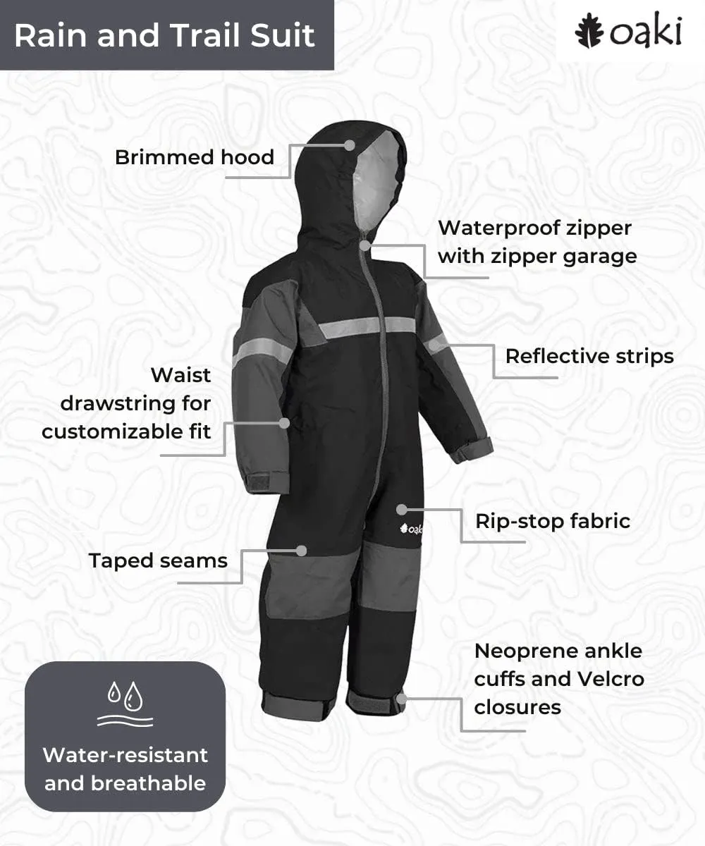 OAKI Rain and Trail Suit - The Ultimate Kids & Toddler Rain Suit for Boys & Girls - Perfect Muddy Buddy Rain Overalls Toddler