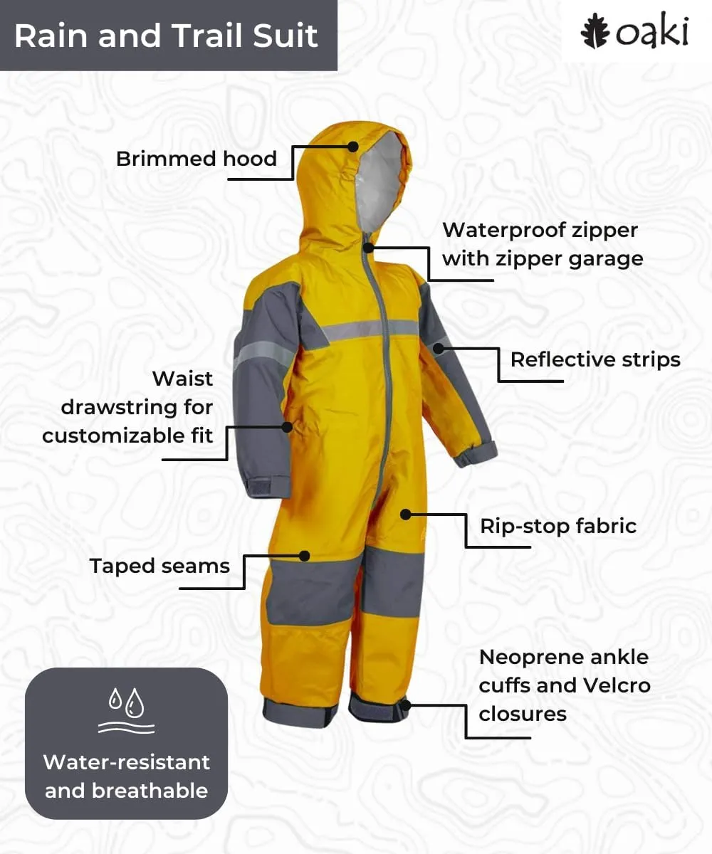OAKI Rain and Trail Suit - The Ultimate Kids & Toddler Rain Suit for Boys & Girls - Perfect Muddy Buddy Rain Overalls Toddler