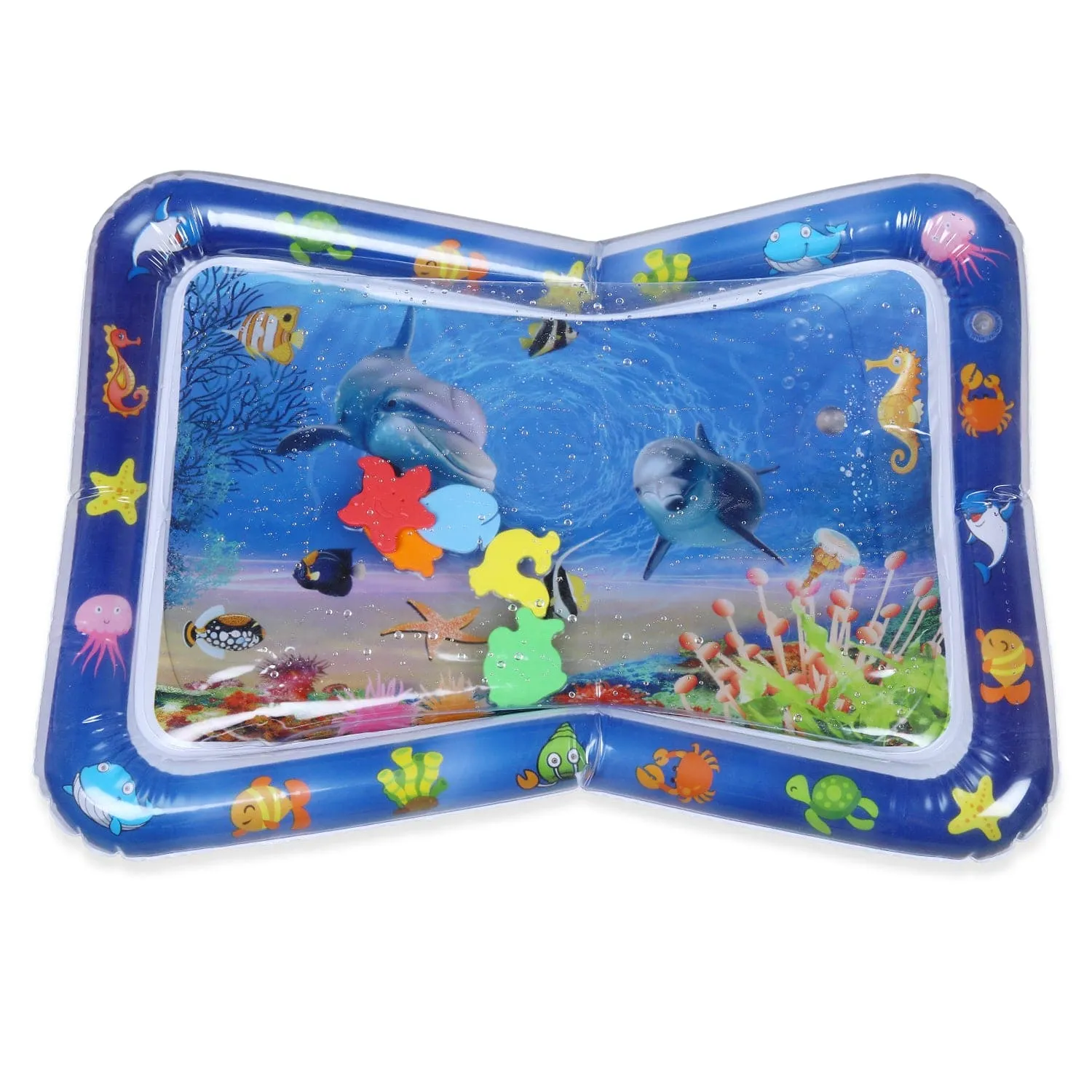 Ocean Themed Inflatable Tummy Time Mat Water Play Mat - Blue