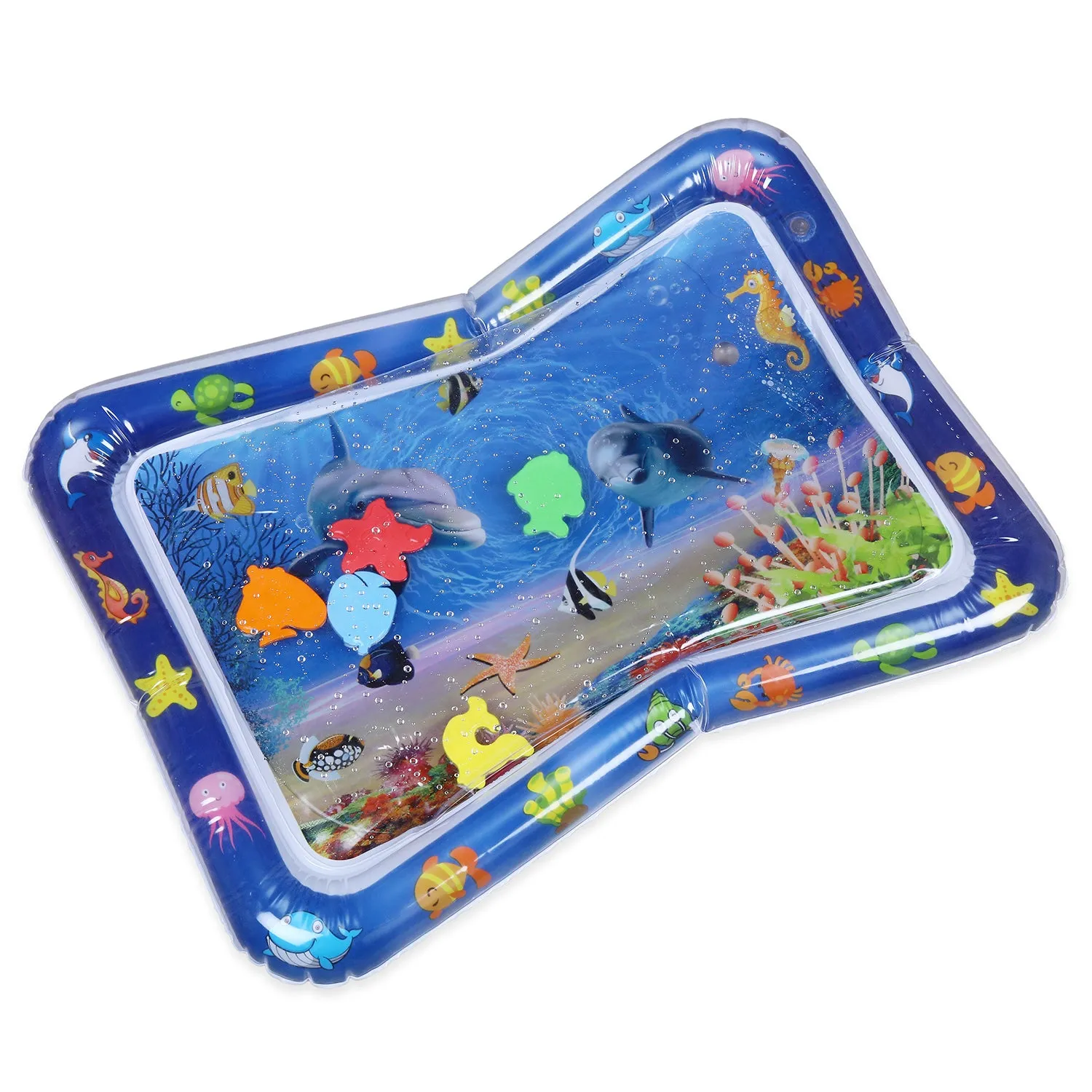 Ocean Themed Inflatable Tummy Time Mat Water Play Mat - Blue