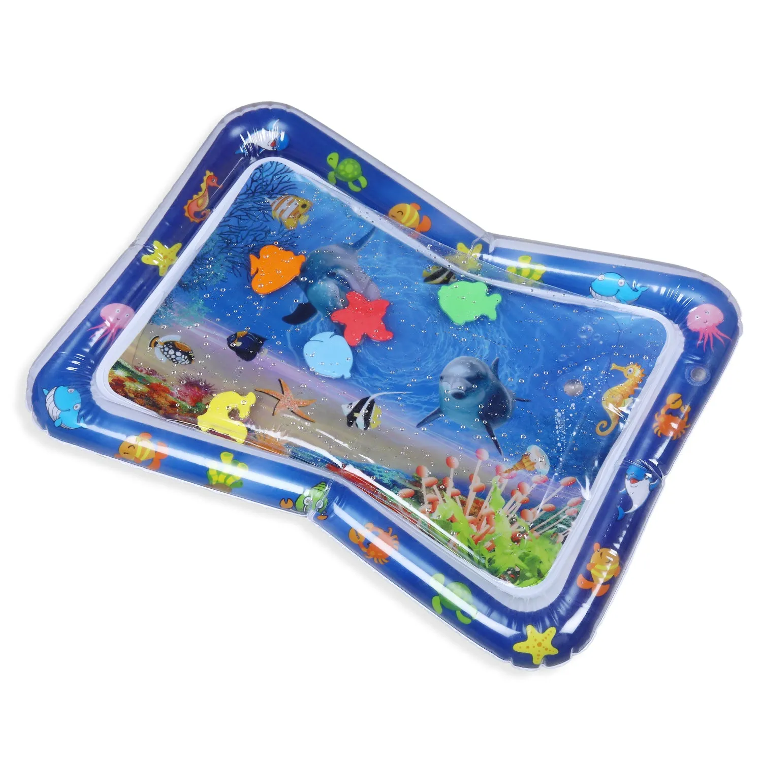 Ocean Themed Inflatable Tummy Time Mat Water Play Mat - Blue