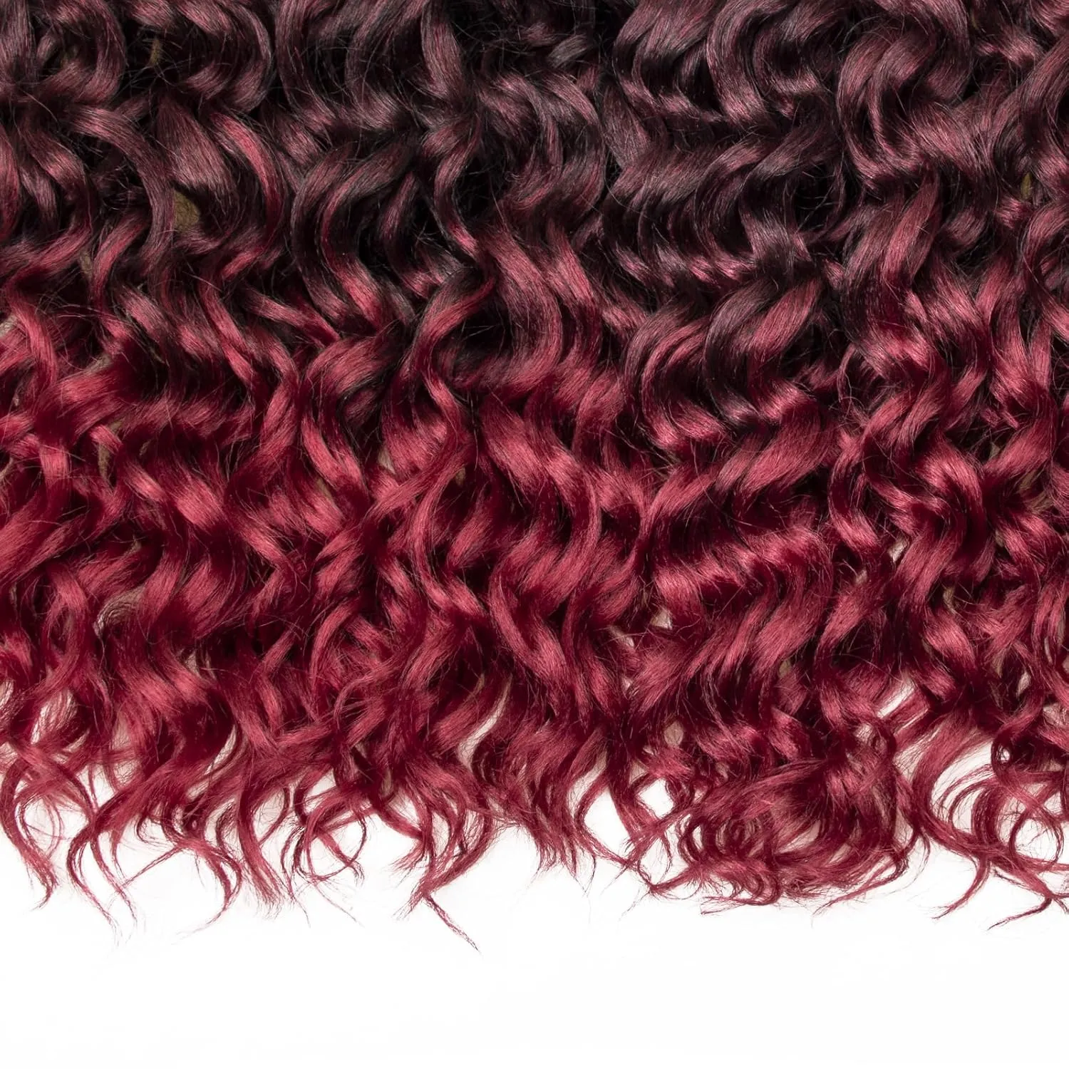 Ocean Wave Crochet Hair 24inch Deep Wave Curly Crochet Hair For Women Burgundy Hawaii Curly Braiding Hair Synthetic Bohemian Crochet Braid Water Waves Crochet hair Extensions (6Packs, 1B/BUG)