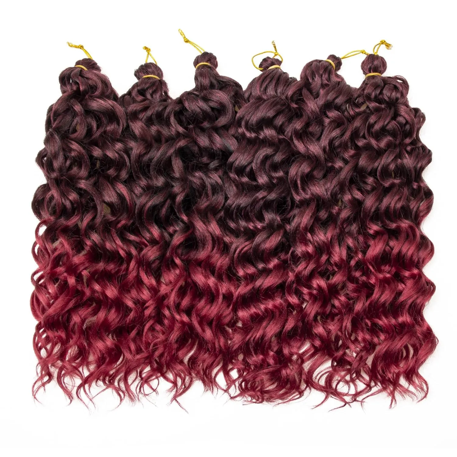 Ocean Wave Crochet Hair 24inch Deep Wave Curly Crochet Hair For Women Burgundy Hawaii Curly Braiding Hair Synthetic Bohemian Crochet Braid Water Waves Crochet hair Extensions (6Packs, 1B/BUG)
