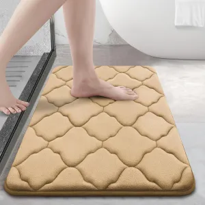 OLANLY Memory Foam Bath Mat Rug 24x16, Soft and Absorbent Bathroom Rugs, Non-Slip, Comfortable, Machine Washable Bath Carpet for Bathroom Floor, Tub, Shower and Home Decor Accessories, Beige