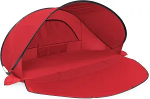 ONIVA - a Picnic Time Brand - Manta Portable Beach Tent - Pop Up Tent - Beach Sun Shelter Pop Up, (Red with Gray Accents)