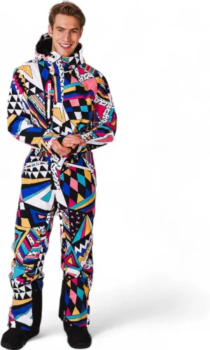 OOSC Blades of Glory Ski Suit Men | Stylish Retro Pattern | Waterproof, Breathable, Insulated | Made with Recycled Polyester