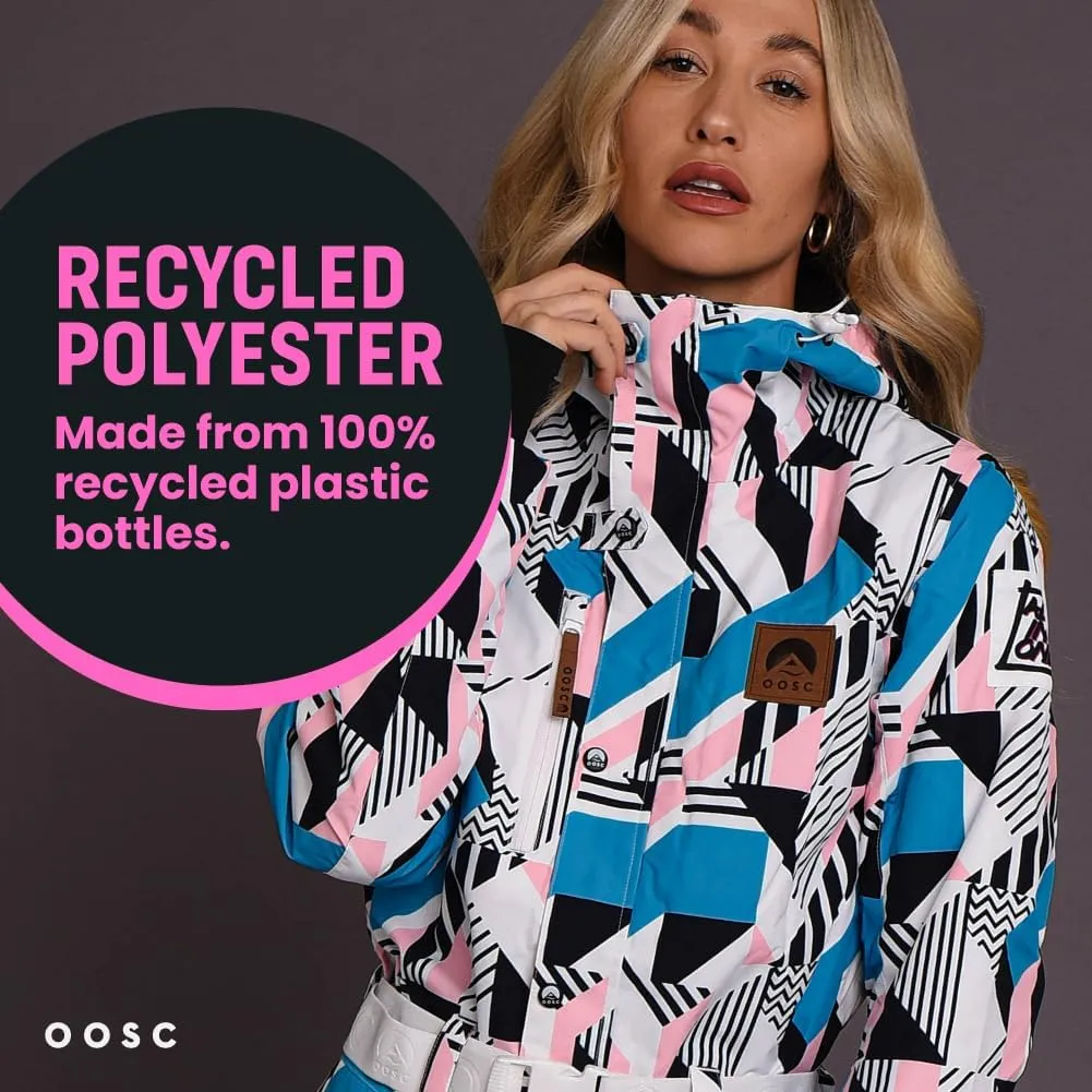 OOSC Call on Me Ski Suit Women | Stylish Retro Pattern | Waterproof, Breathable, Insulated | Recycled Polyester
