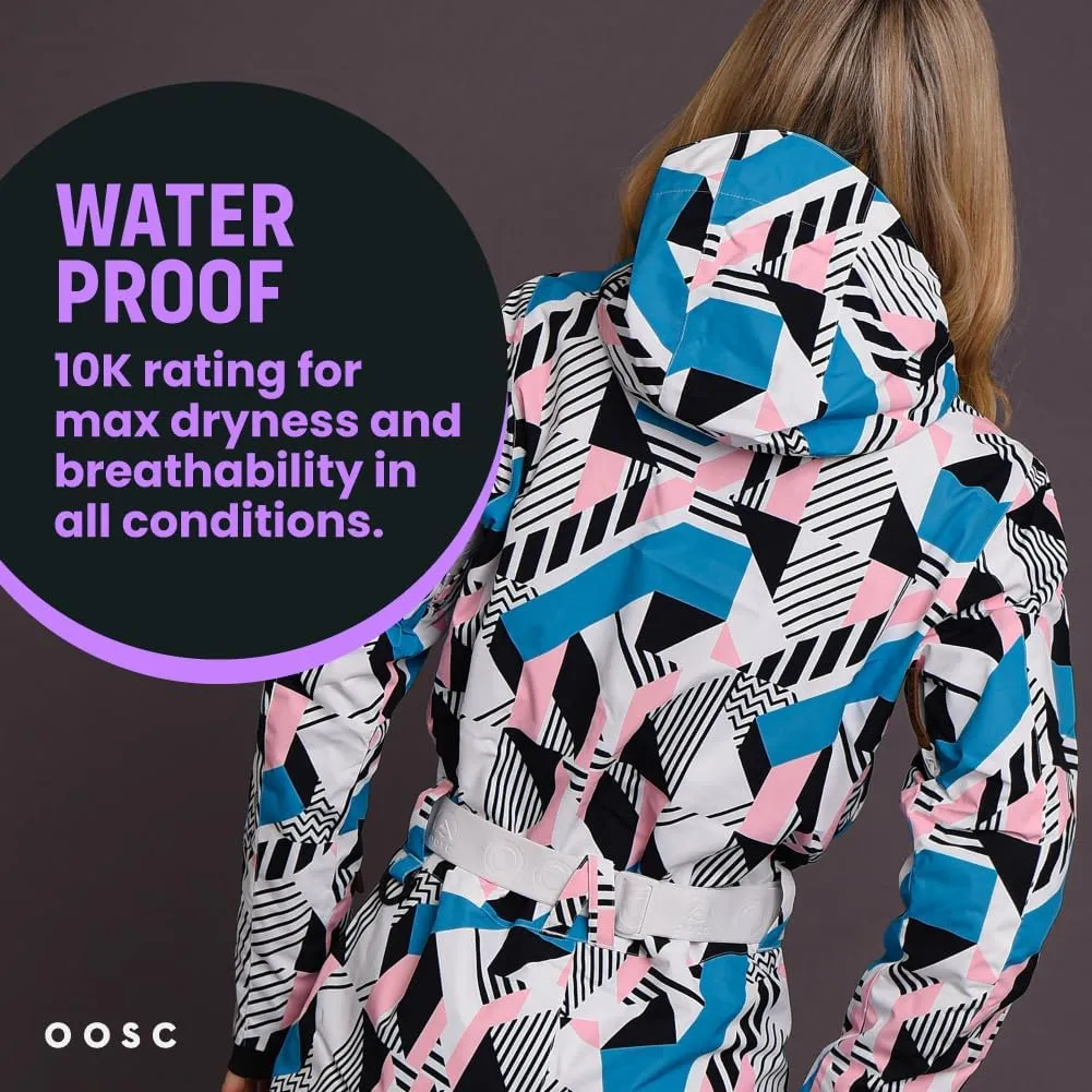 OOSC Call on Me Ski Suit Women | Stylish Retro Pattern | Waterproof, Breathable, Insulated | Recycled Polyester